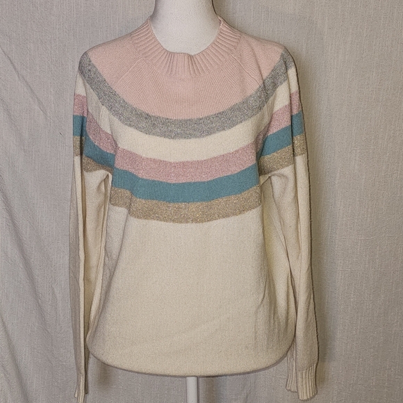 Boden Helena Cashmere Wool Blend Soft Multi Colored Striped Sweater SZ M - Picture 3 of 12